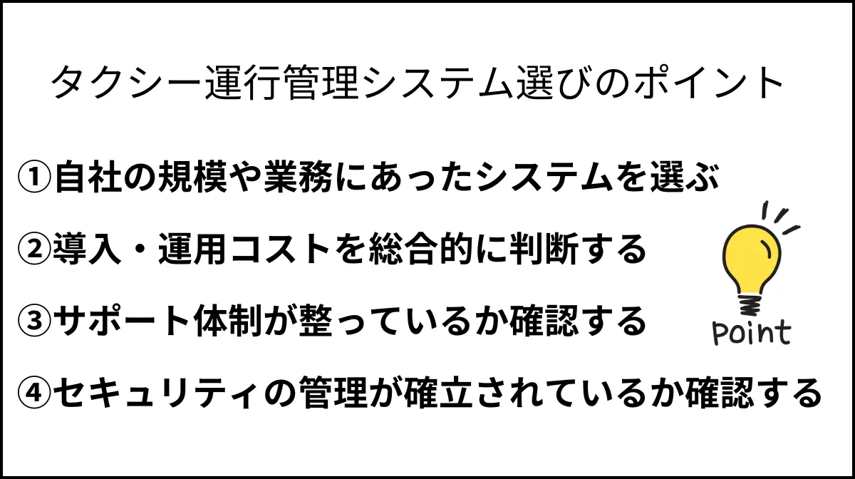 タクシー運行管理システム選びで失敗しないポイント