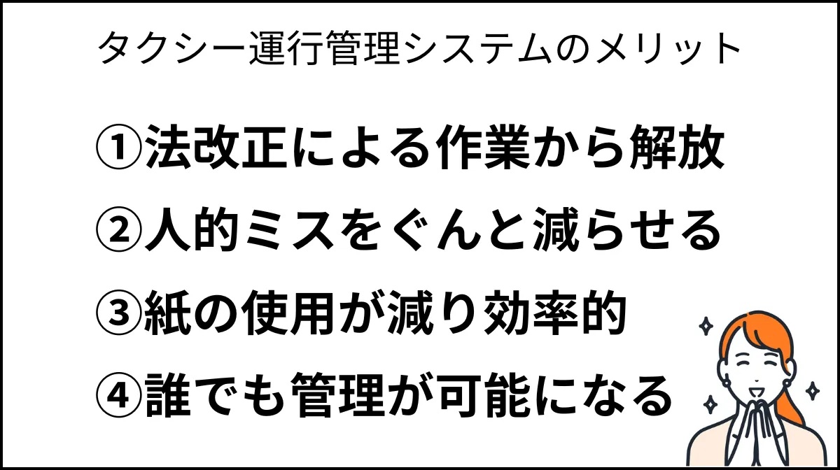 タクシー運行管理システム導入によるメリット