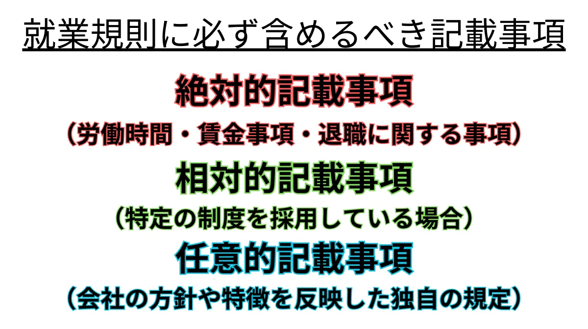 就業規則に必ず含めるべき記載事項