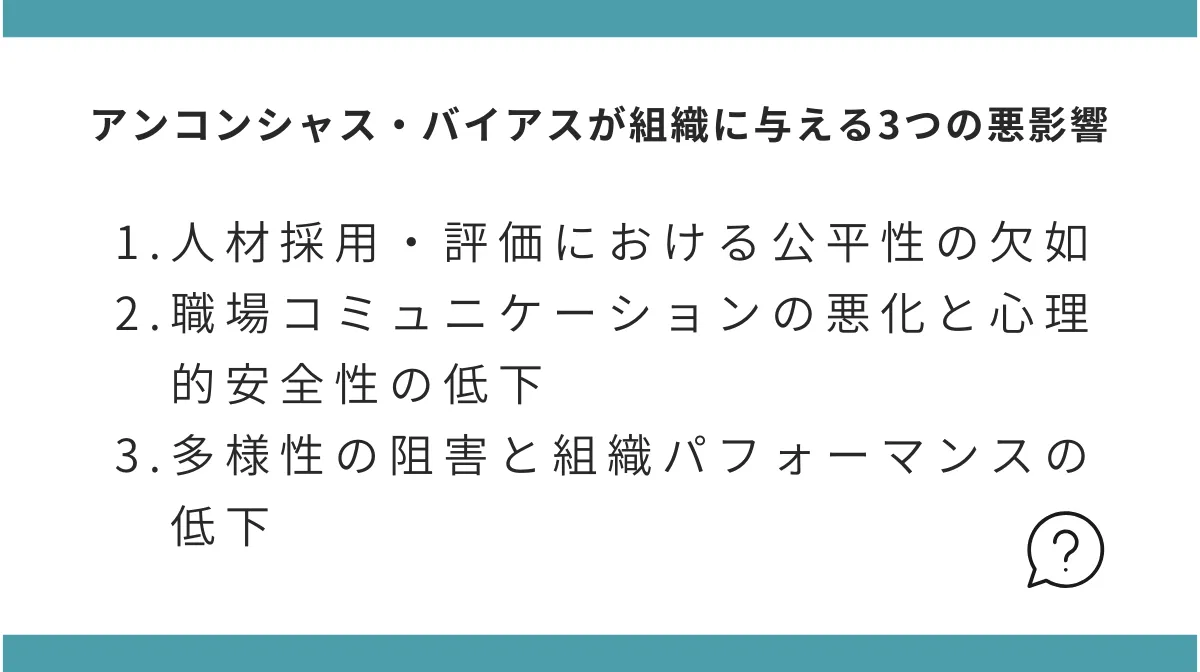 アンコンシャス・バイアスが組織に与える3つの悪影響