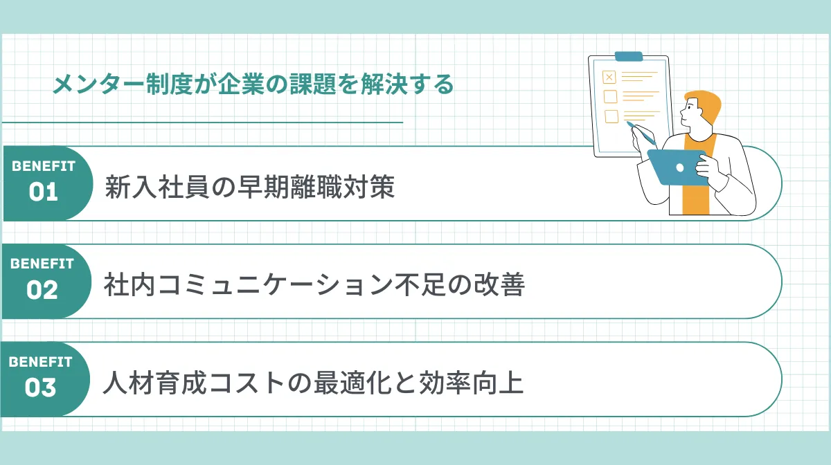 メンター制度が解決する企業の3大課題