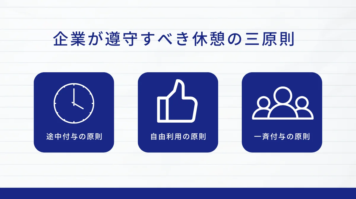 時間だけでなく「質」も重要！企業が遵守すべき休憩の三原則